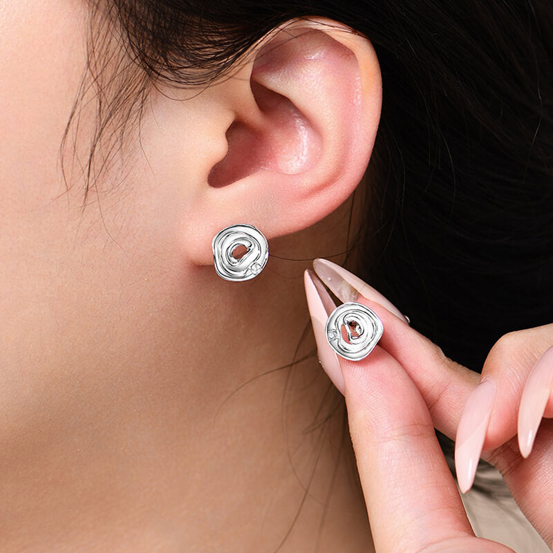 Three Layer Bloom Moissanite Stud Earrings In Sterling Silver