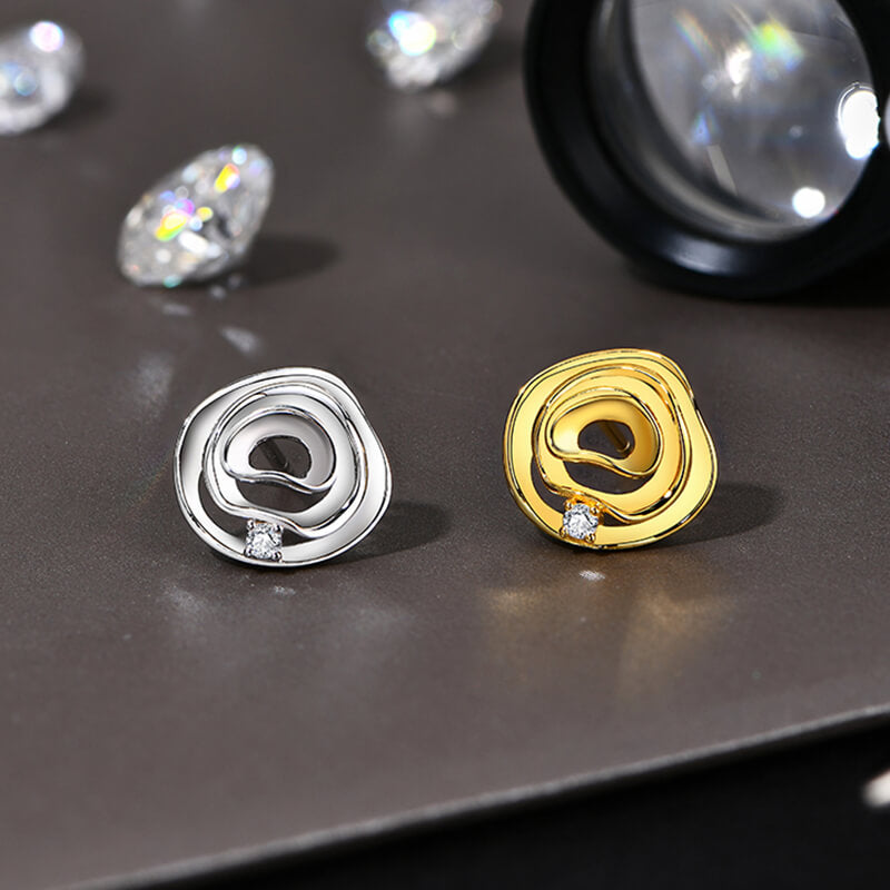 Three Layer Bloom Moissanite Stud Earrings In Sterling Silver