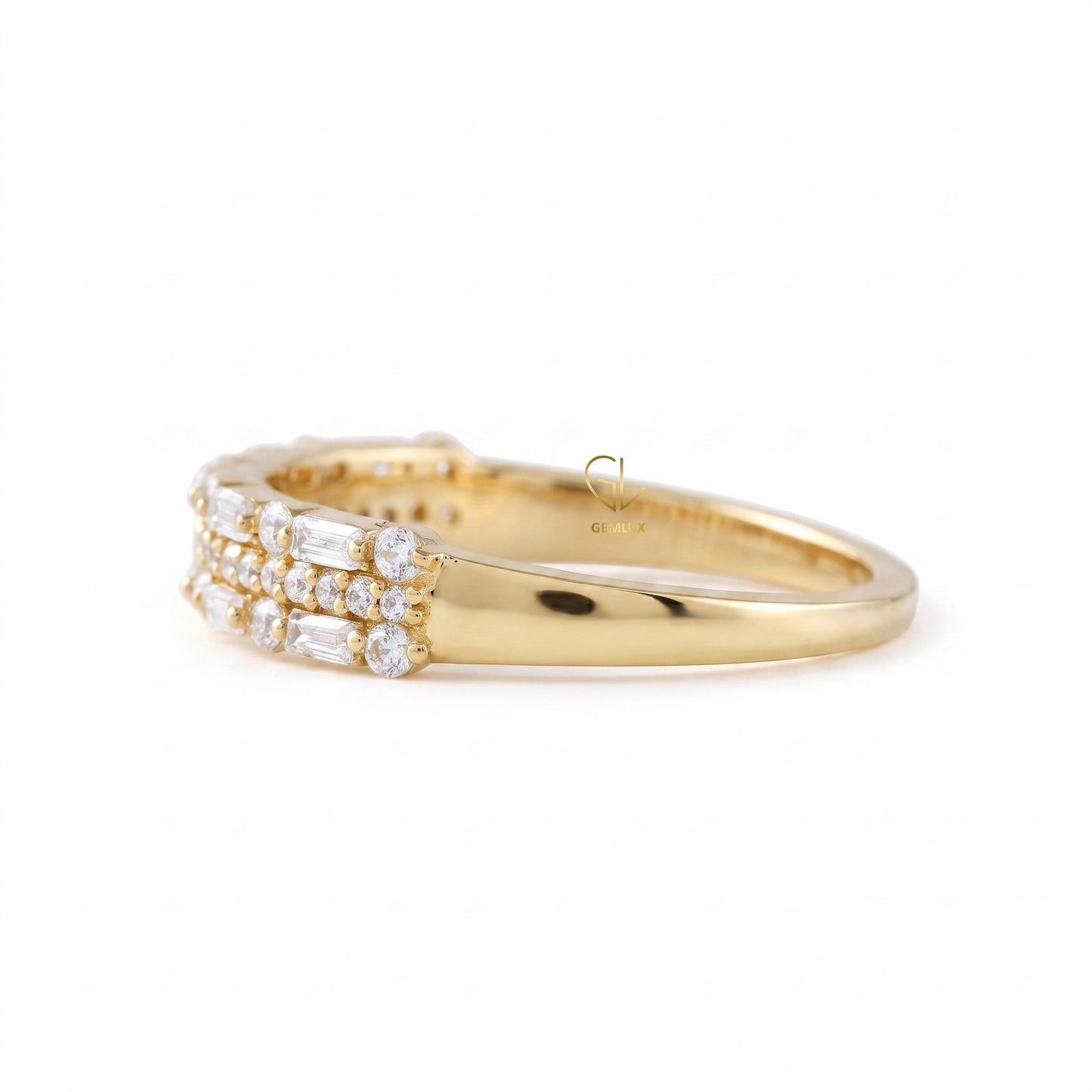 Three Row Moissanite Eternity Wedding Band