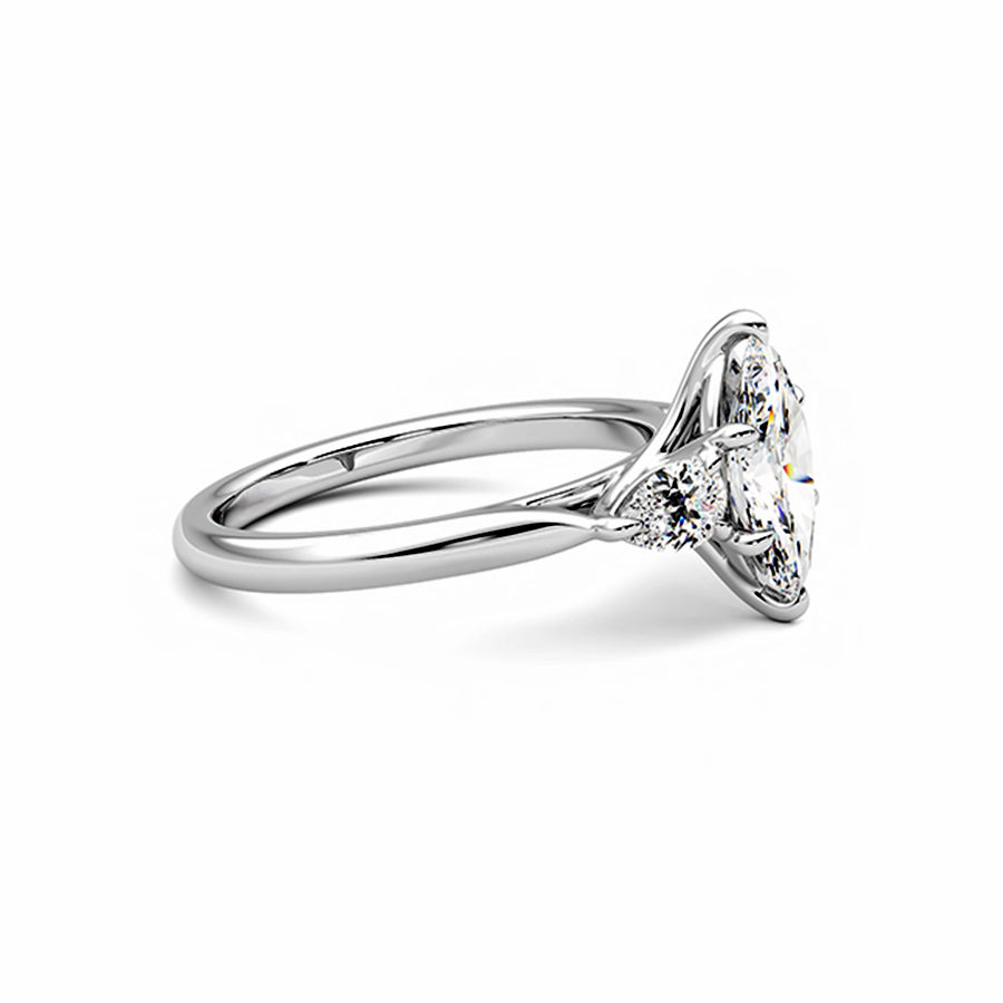 Three Stone Marquise-Cut Moissanite Pear-Cut Side Stone Engagement Ring