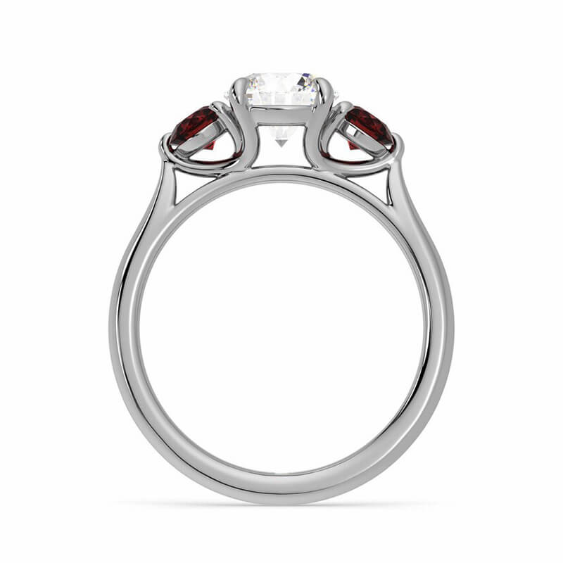 Three Stone Moissanite And Ruby Trilogy Engagement Ring