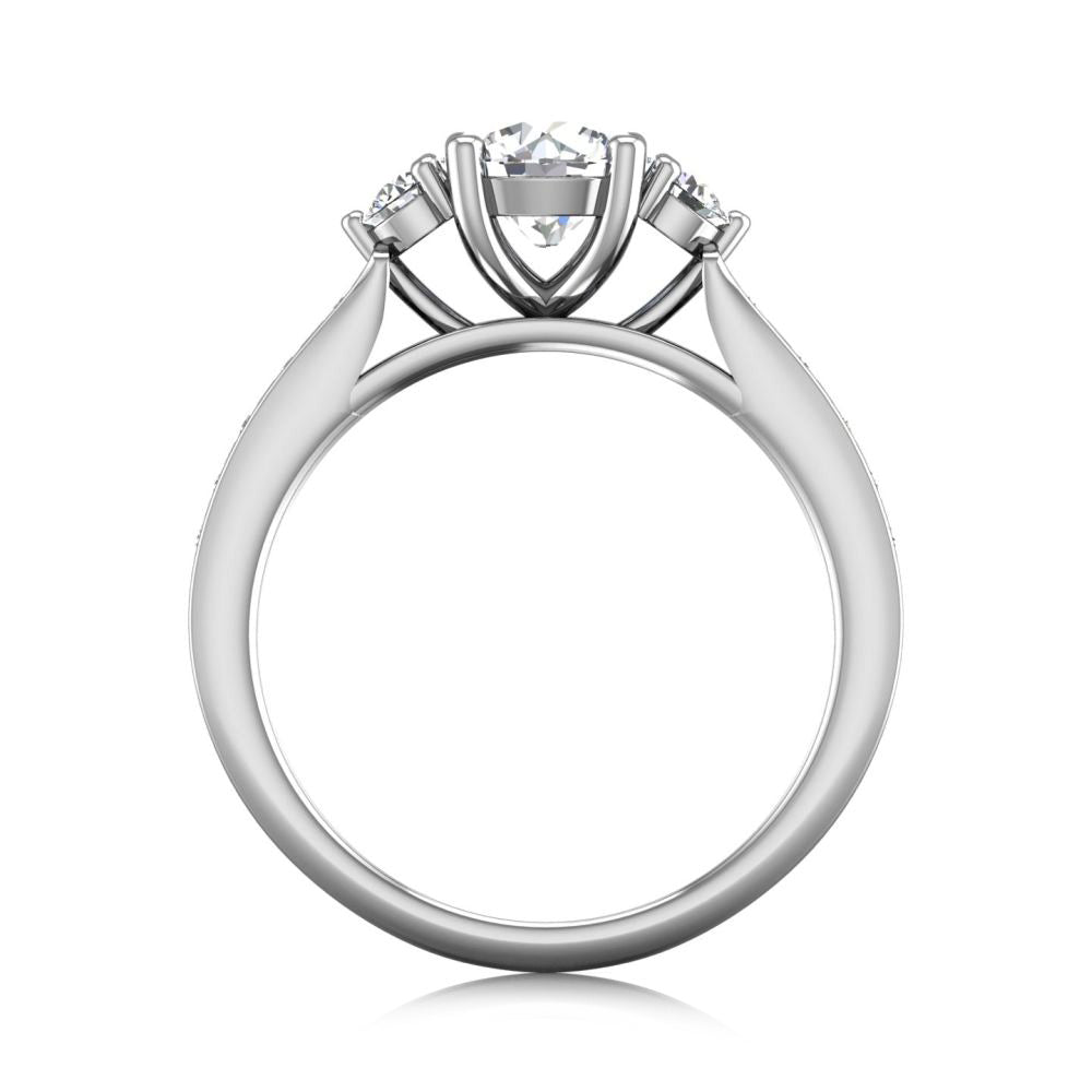 Three Stone Moissanite Channel Set Gold Engagement Ring