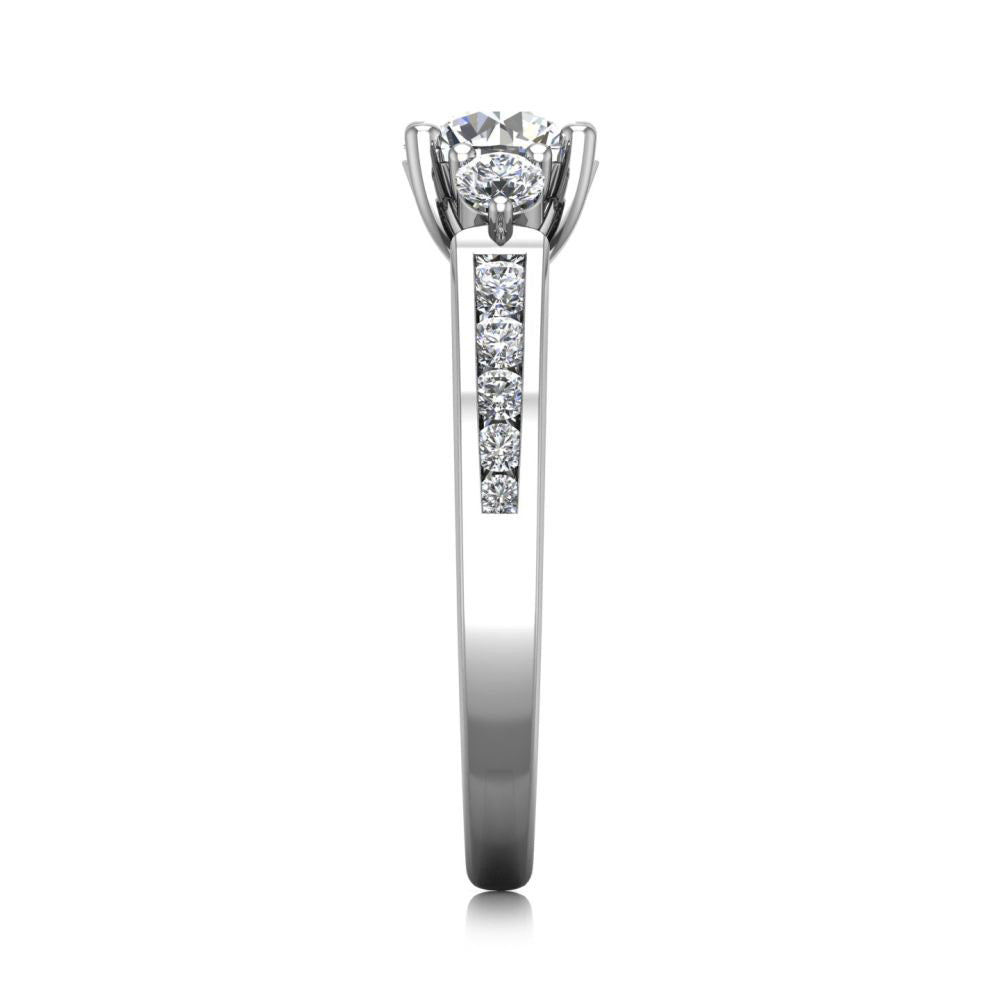 Three Stone Moissanite Channel Set Gold Engagement Ring