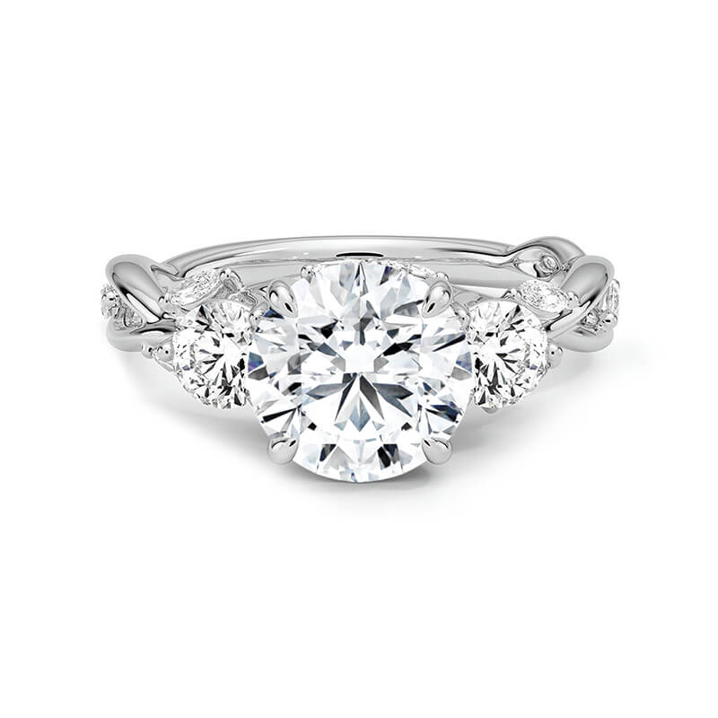 Three Stone Moissanite Garden Twisted Engagement Ring