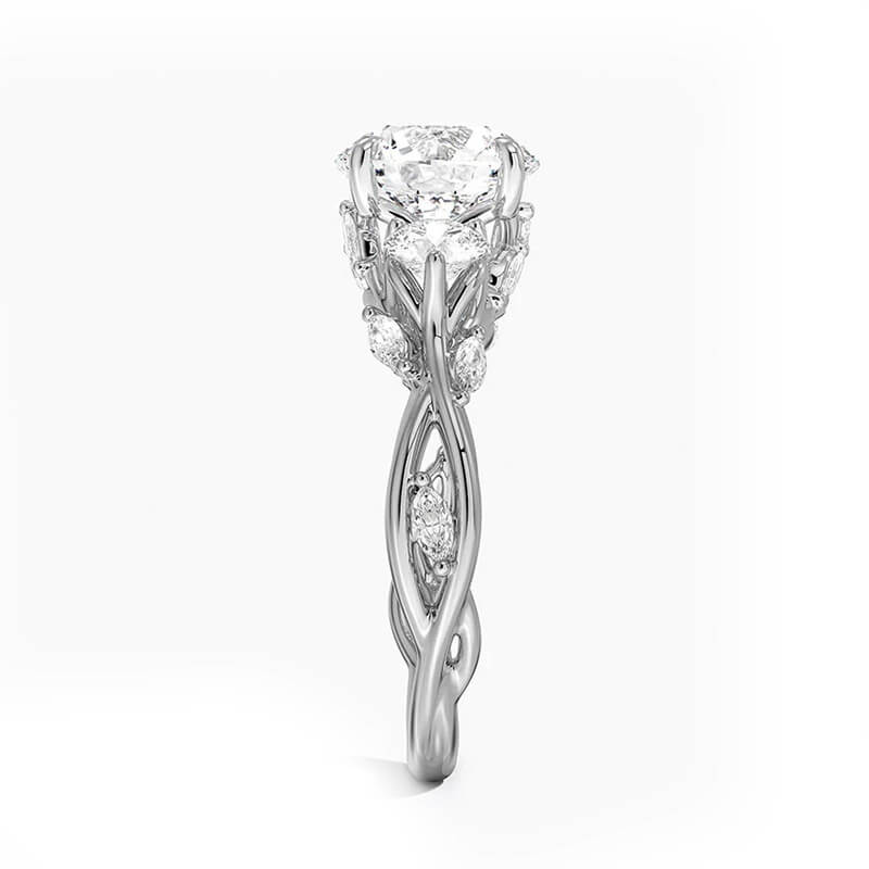 Three Stone Moissanite Garden Twisted Engagement Ring
