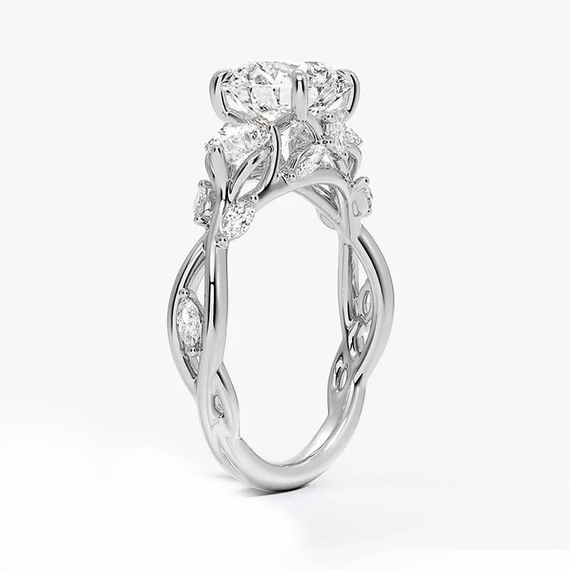 Three Stone Moissanite Garden Twisted Engagement Ring