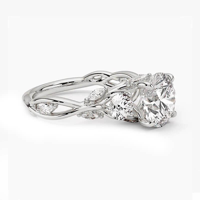 Three Stone Moissanite Garden Twisted Engagement Ring