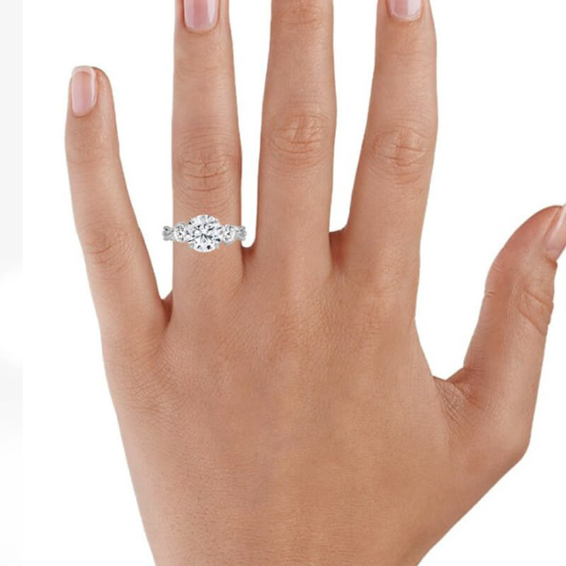 Three Stone Moissanite Garden Twisted Engagement Ring