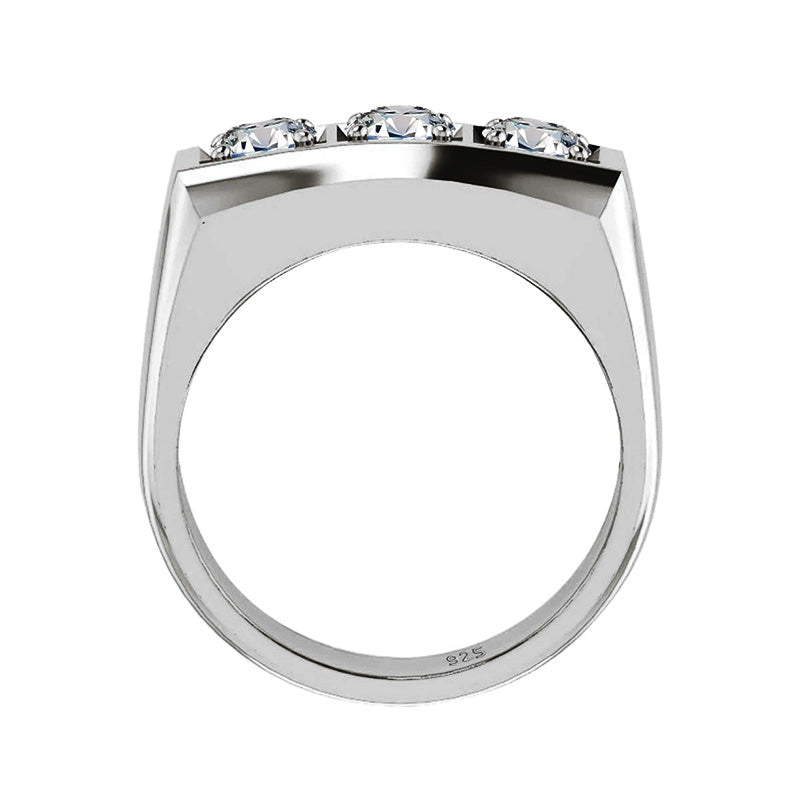 Three Stone Moissanite Geometry Engagement Ring