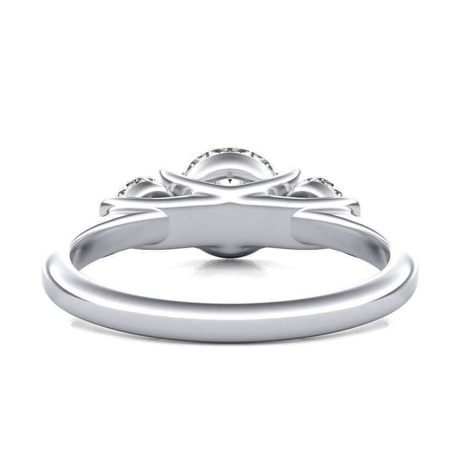 Three Stone Moissanite U-Shaped Bar Set Engagement Ring