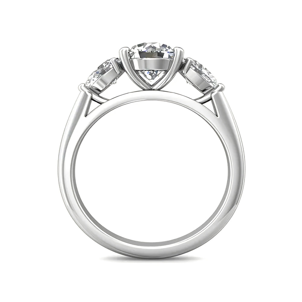 Three Stone Moissanite With Pear-Cut Accent Engagement Ring