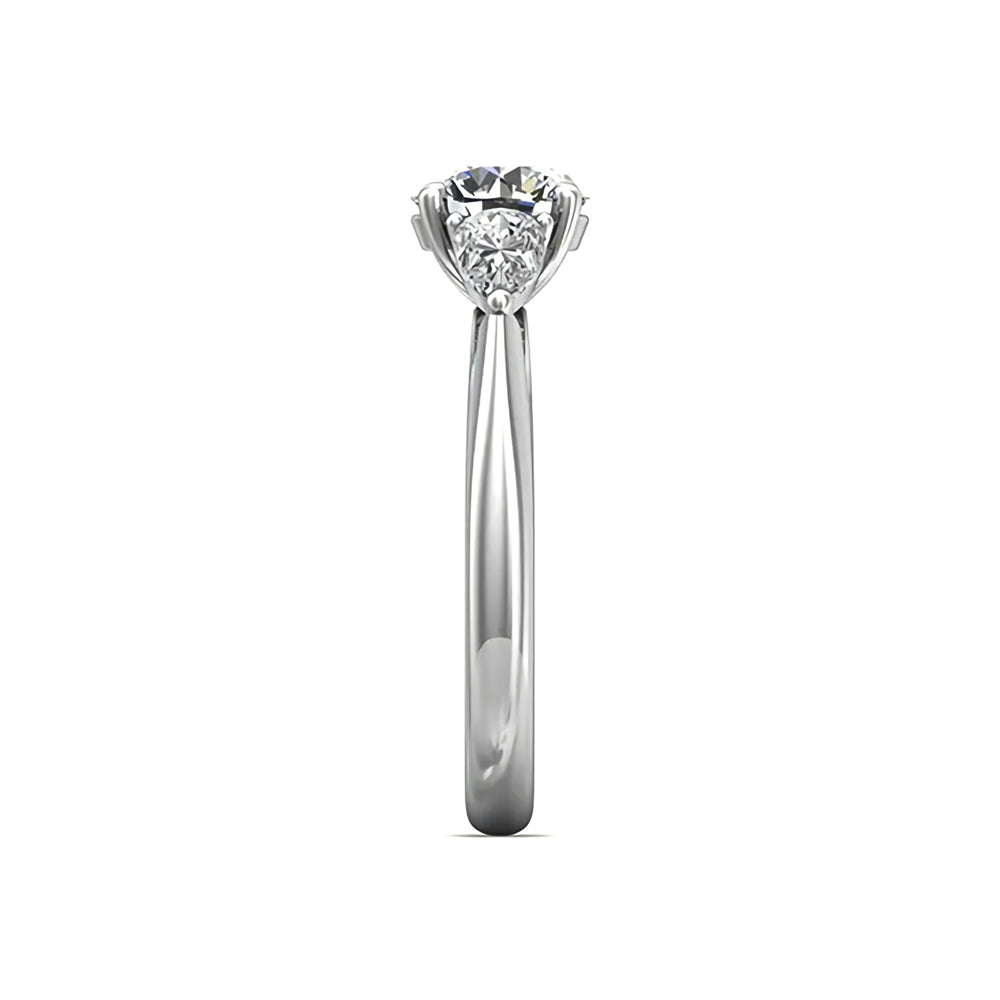 Three Stone Moissanite With Pear-Cut Accent Engagement Ring