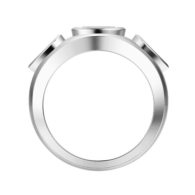 Three Stone Oval And Pear Moissanite Engagement Ring