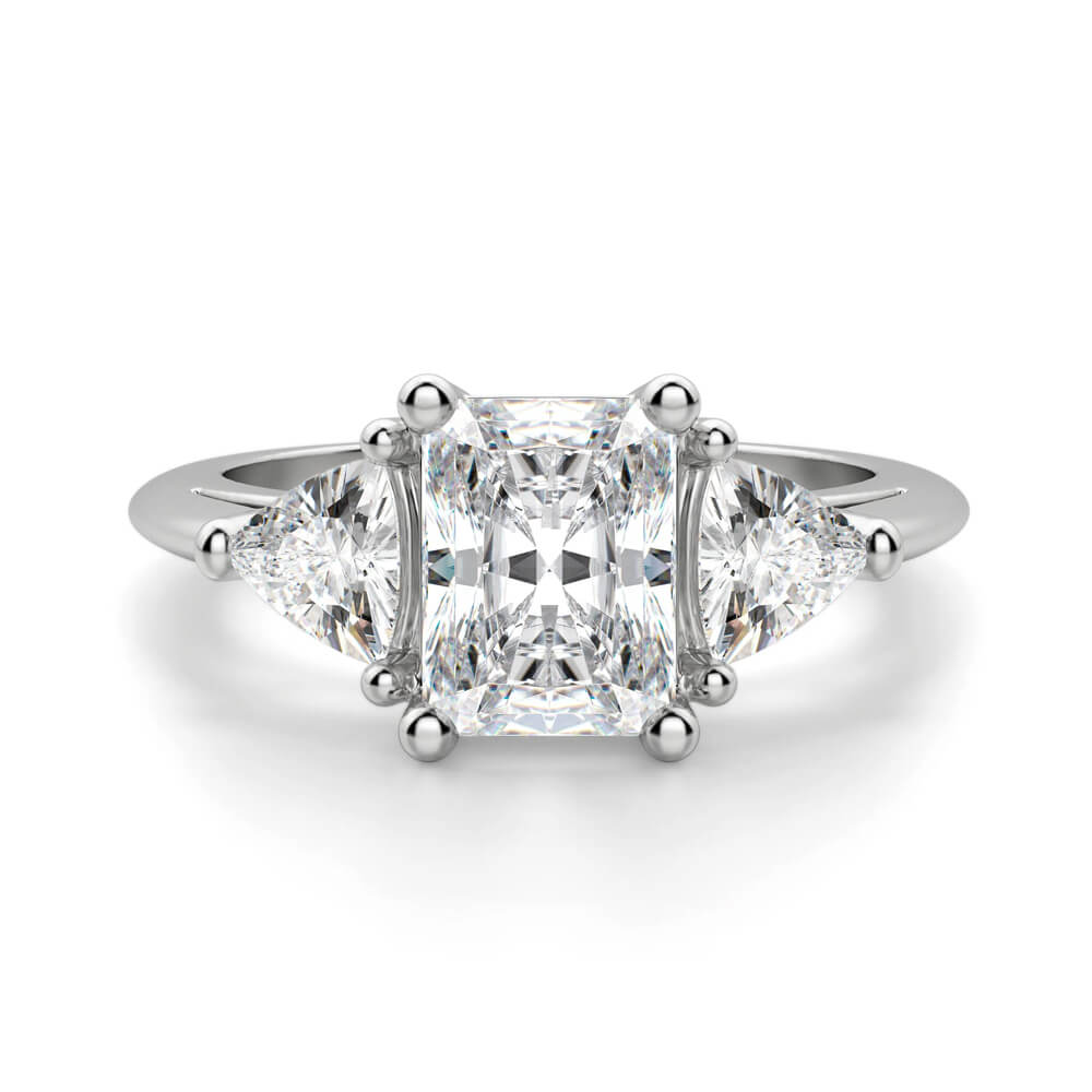 Three Stone Radiant And Trillion Moissanite Polish Engagement Ring