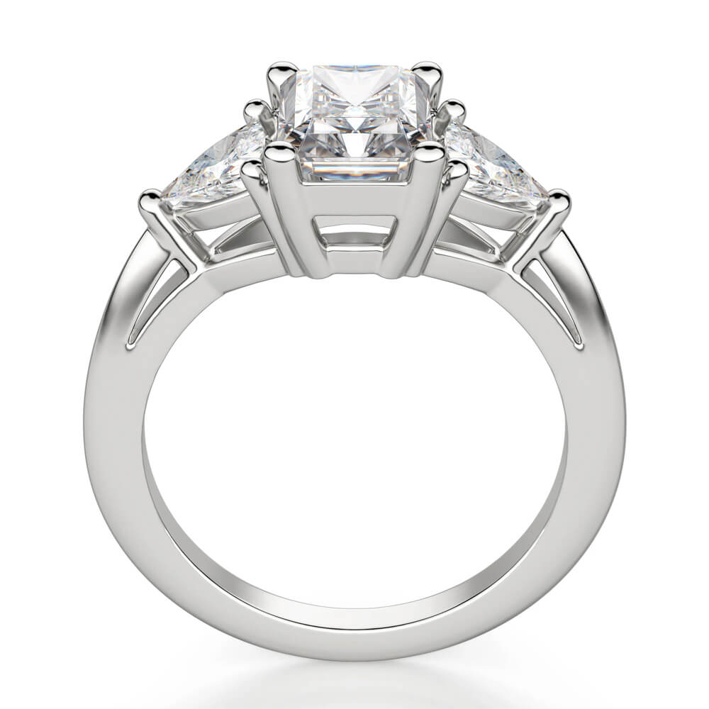 Three Stone Radiant And Trillion Moissanite Polish Engagement Ring
