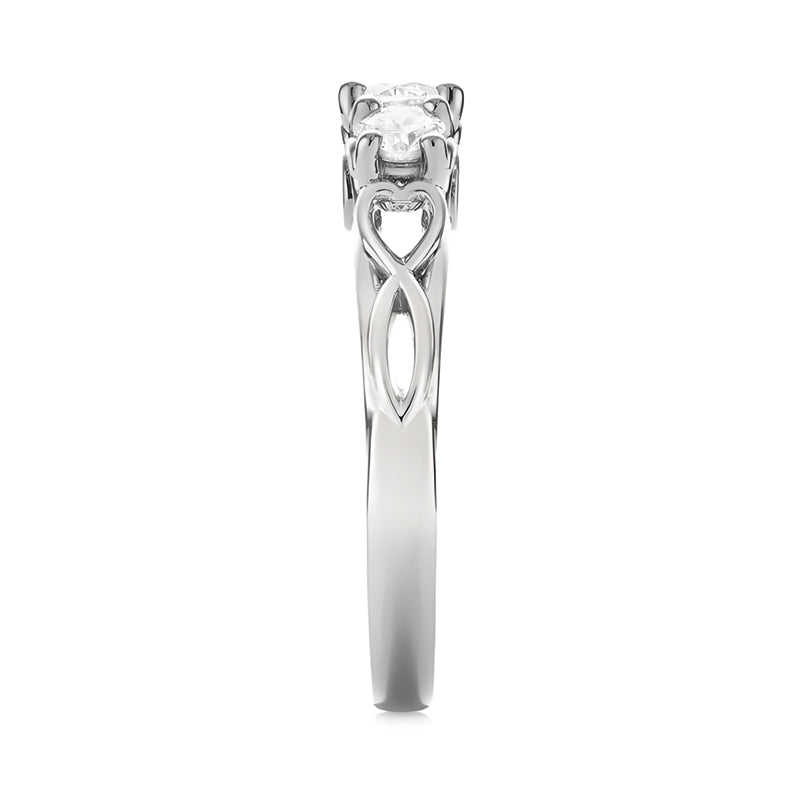 Three Stone Round Moissanite Infinity Engagement Ring