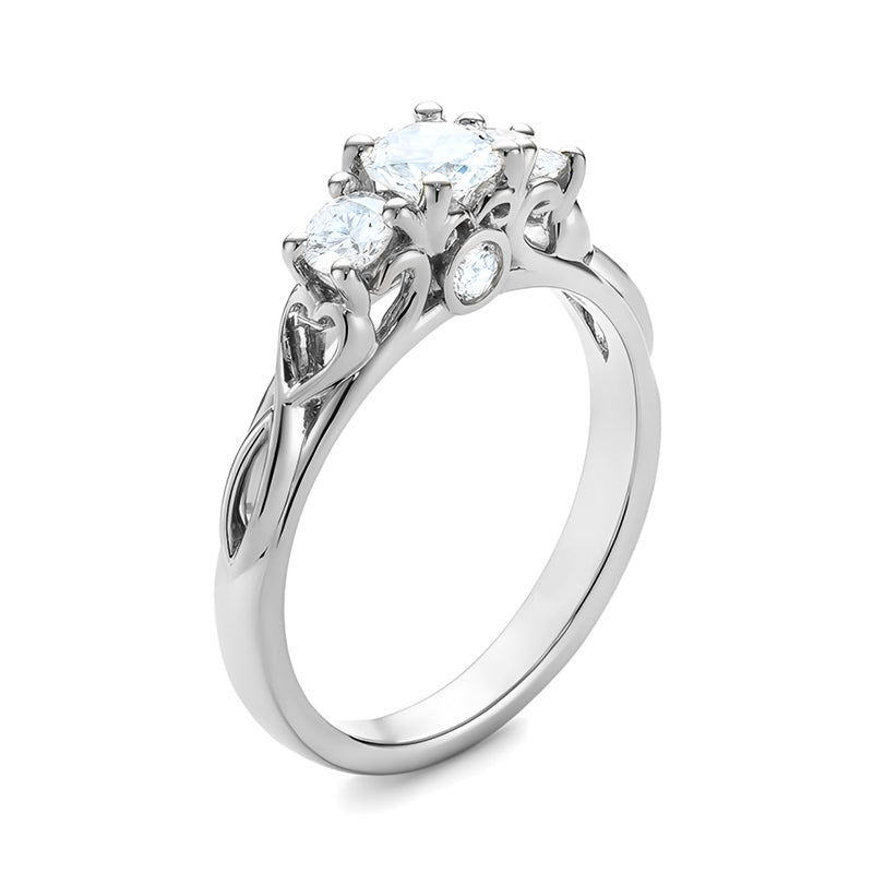 Three Stone Round Moissanite Infinity Engagement Ring