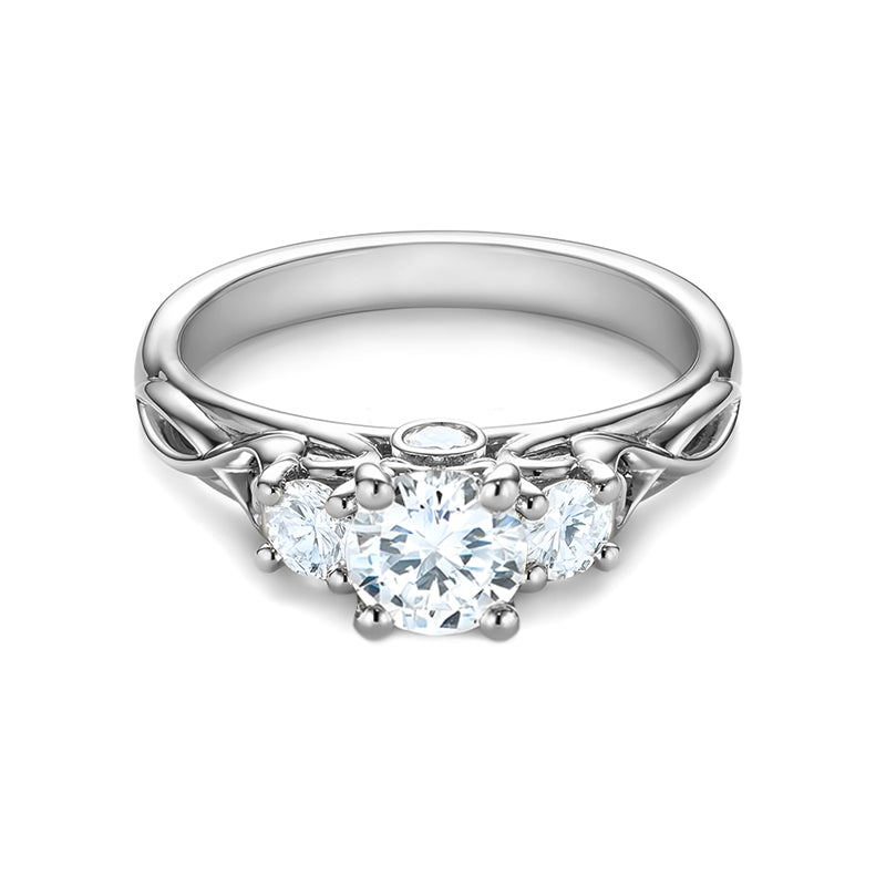 Three Stone Round Moissanite Infinity Engagement Ring