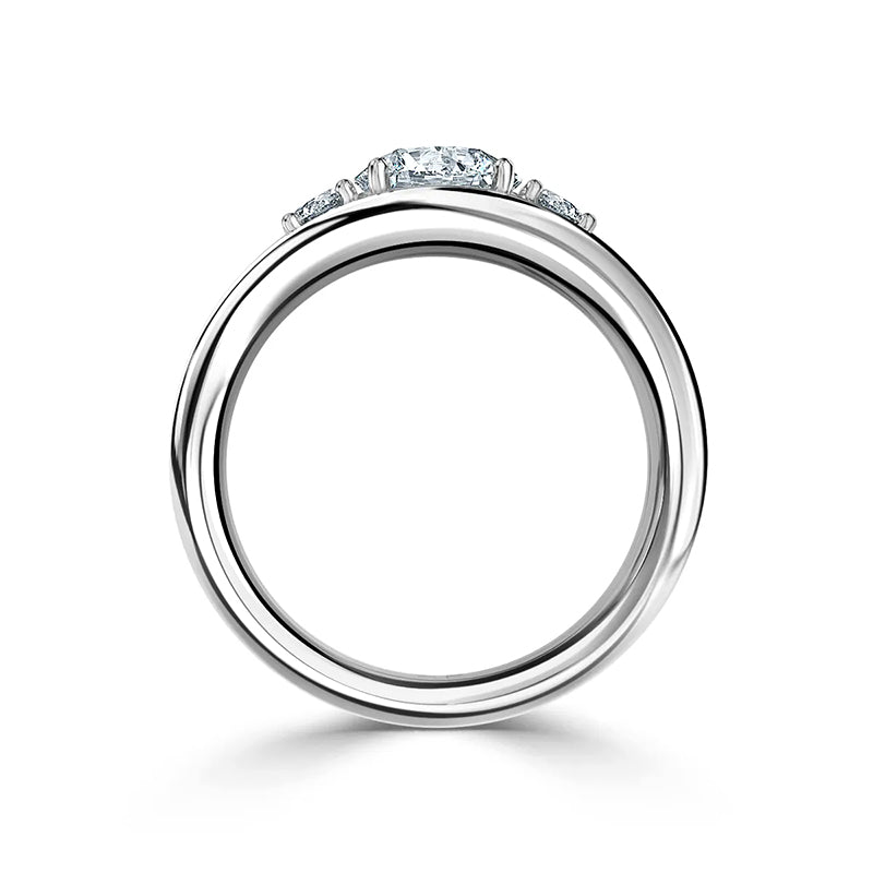 Three Stone Moissanite Split Shank Engagement Ring