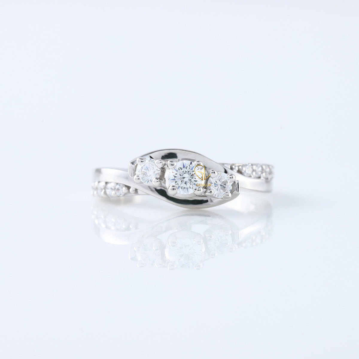 Three Stone Lab Grown Diamond Swirl Bypass Ring