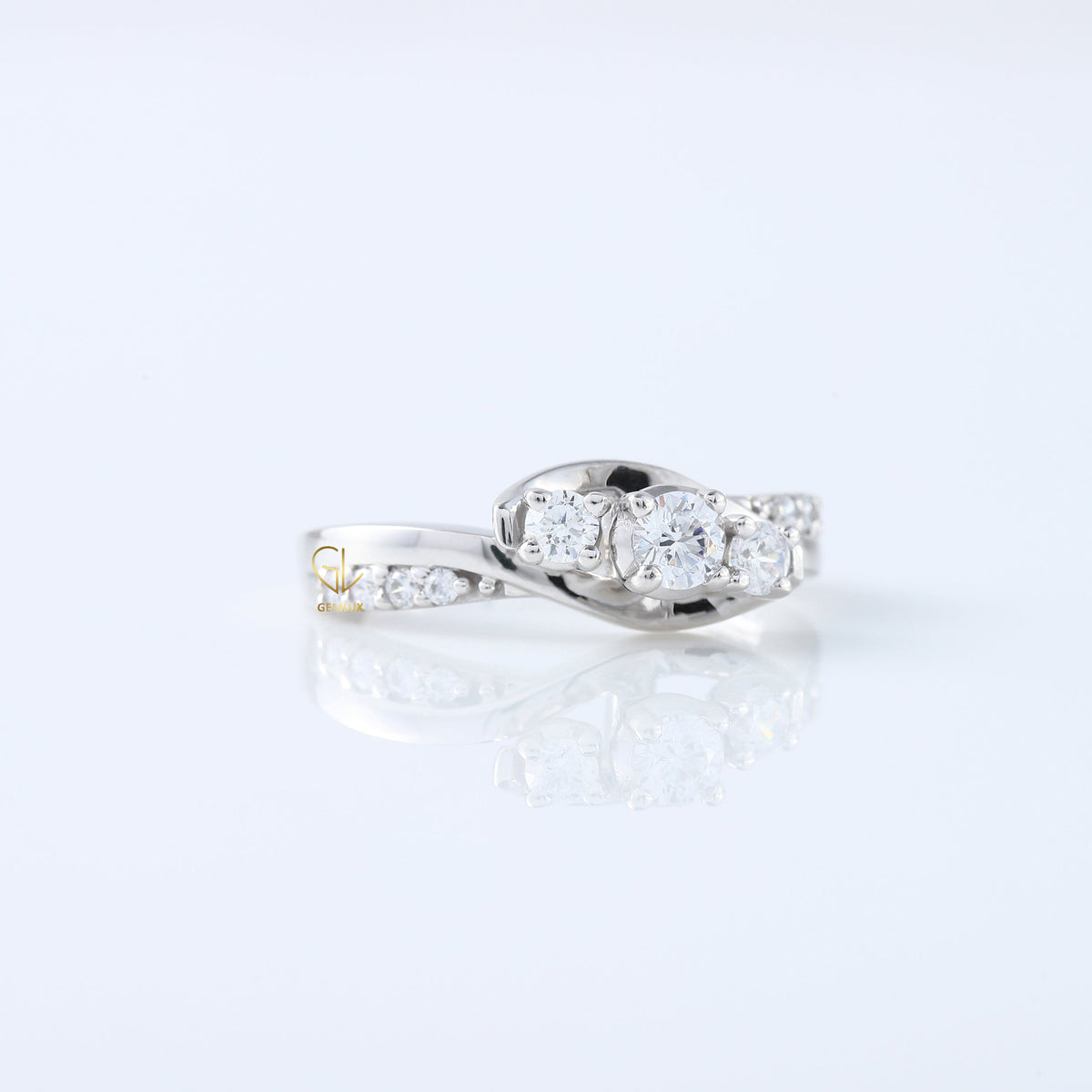 Three Stone Lab Grown Diamond Swirl Bypass Ring