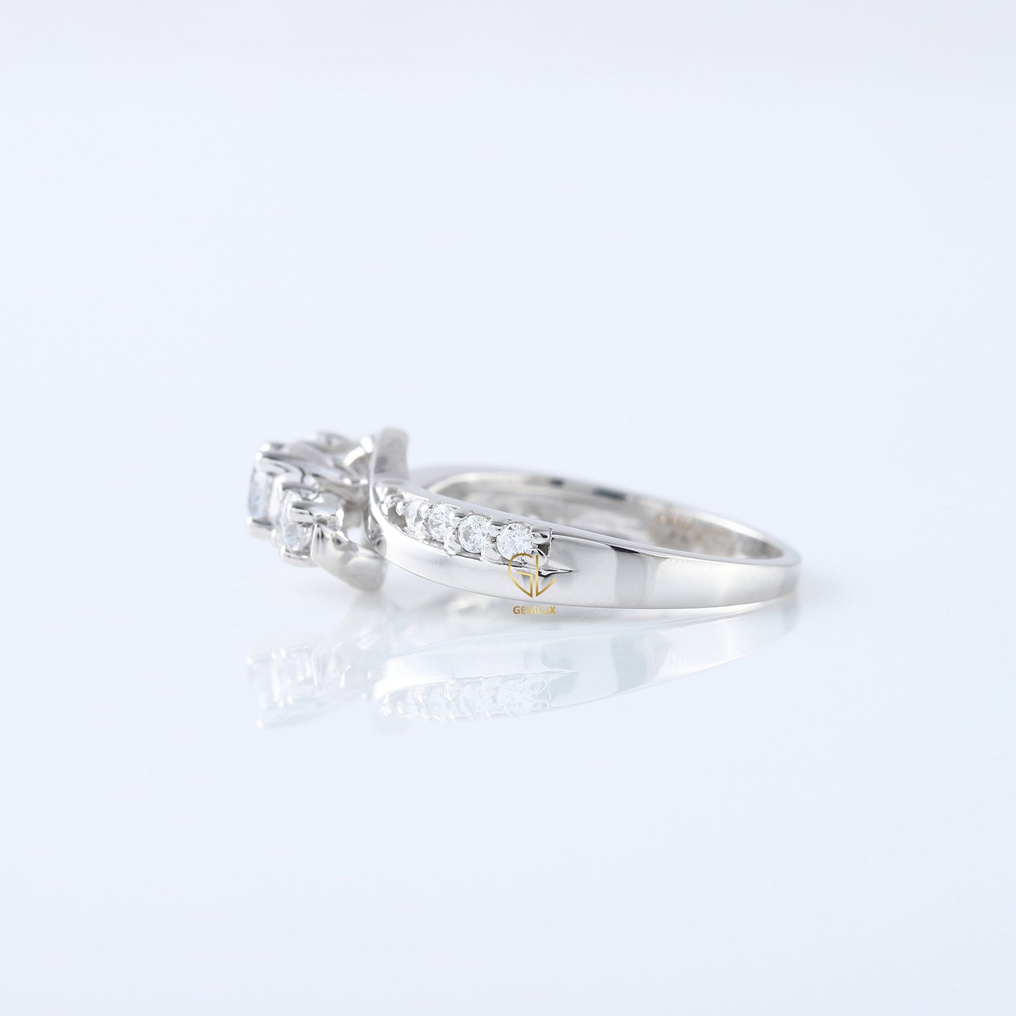 Three Stone Lab Grown Diamond Swirl Bypass Ring