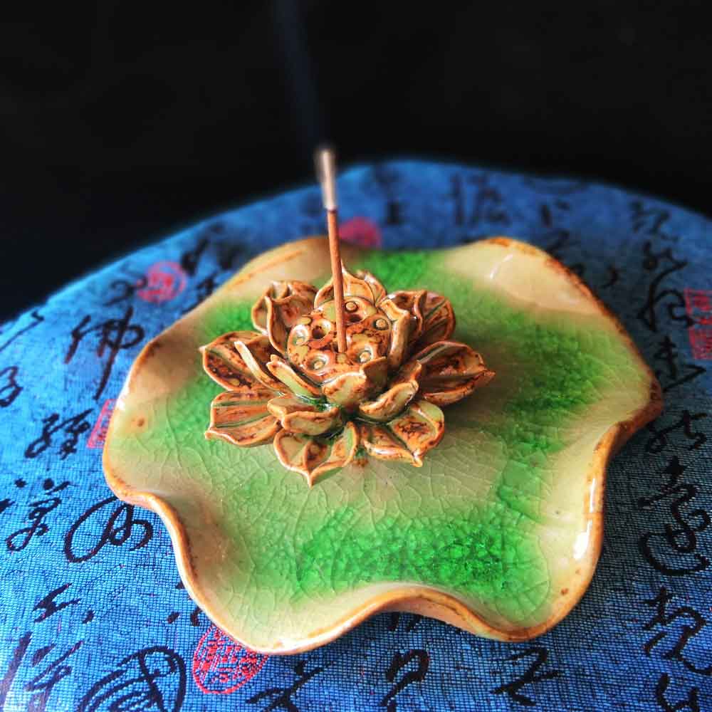 Tibetan Lotus Ceramic Incense Stick Holder