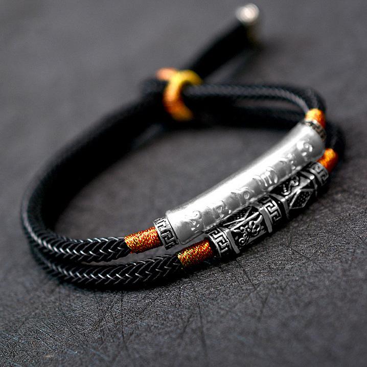 Silver Mani Mantra Double Bracelet