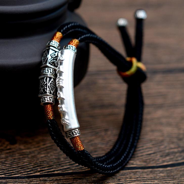 Silver Mani Mantra Double Bracelet