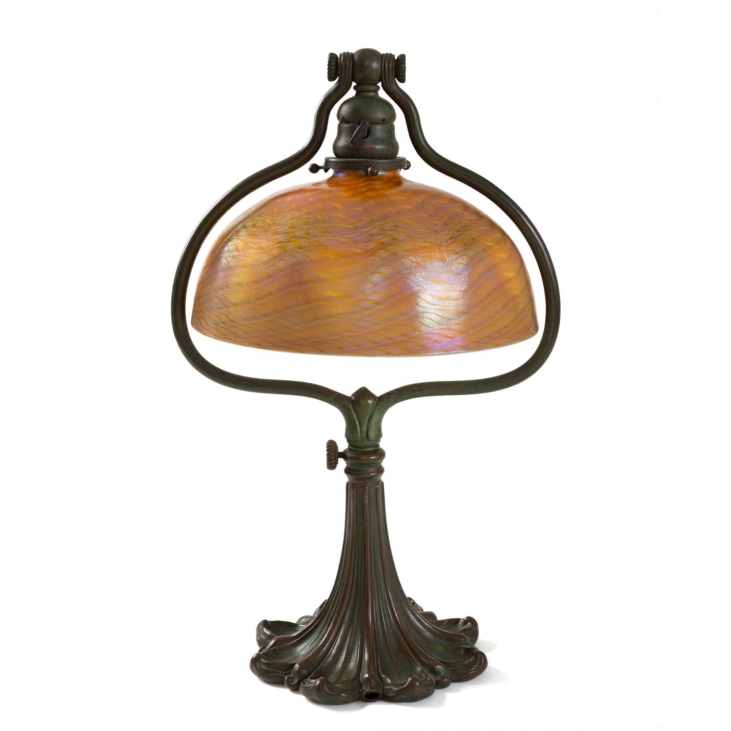 Tiffany Studios New York "Damascene Harp" Desk Lamp