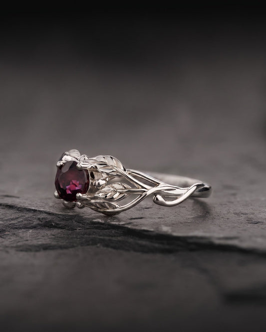 READY TO SHIP Tilia Engagement Ring with Natural Reddish Brown Sapphire, 14K yellow gold, RING SIZES 5.25 - 8.25 US