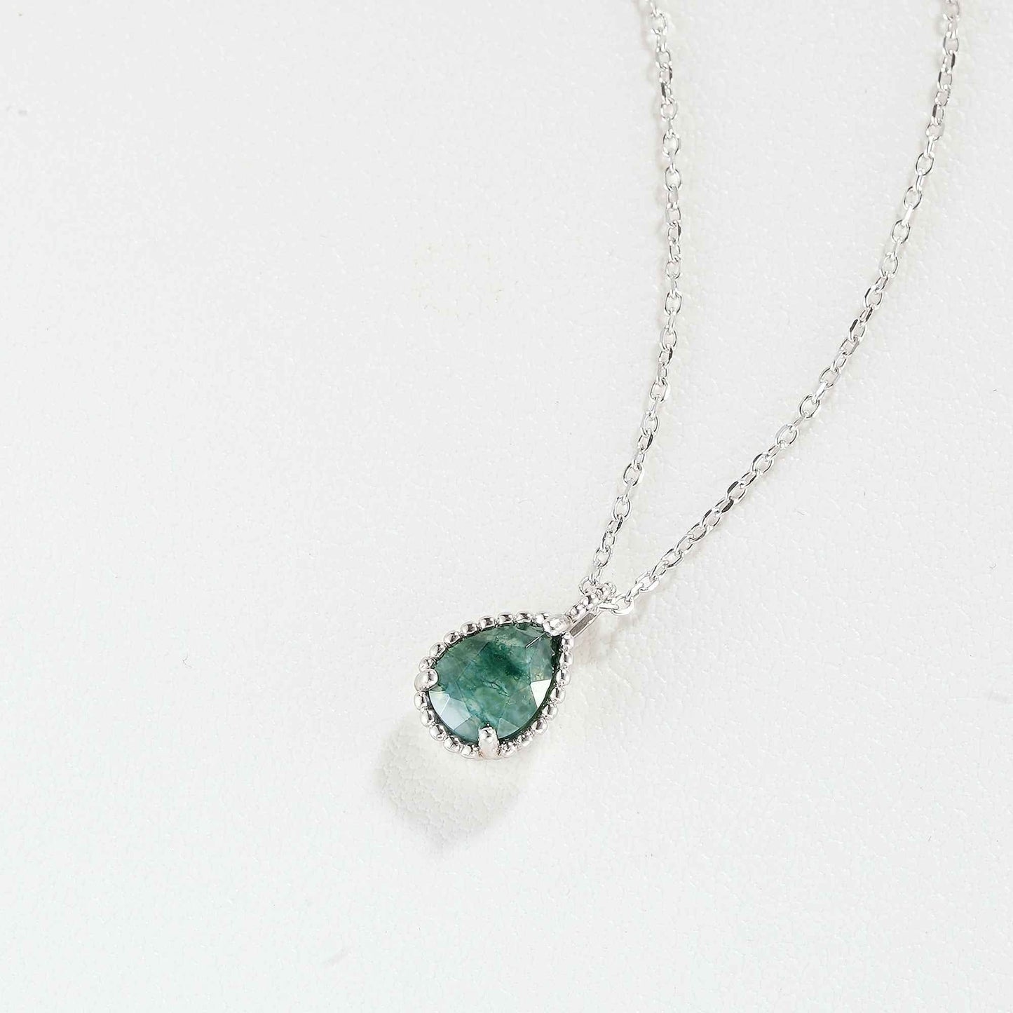 Timeless Pear Cut Moss Agate Pendant - Ready to Ship