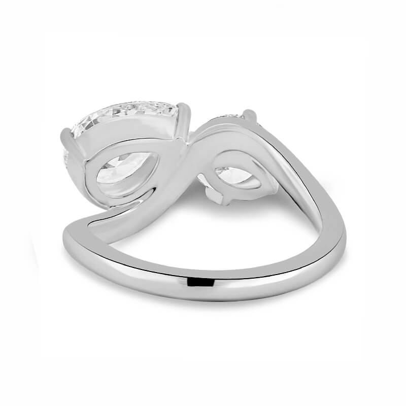 Toi Et Moi Two Stone Pear And Round Cut Moissanite Curved Engagement Ring