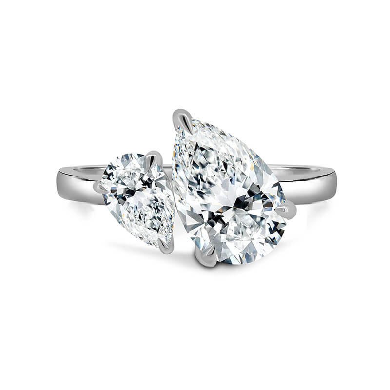 Toi Et Moi Two Stone Pear Cut Moissanite Engagement Ring