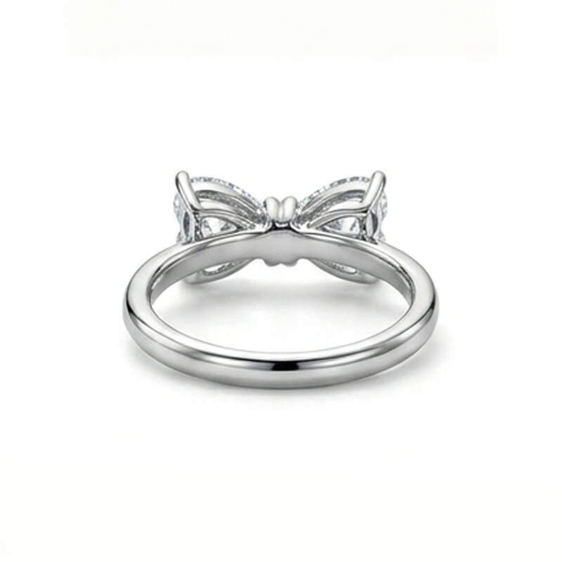 Toi et Moi Double Heart Cut Moissanite Bow Engagement Ring