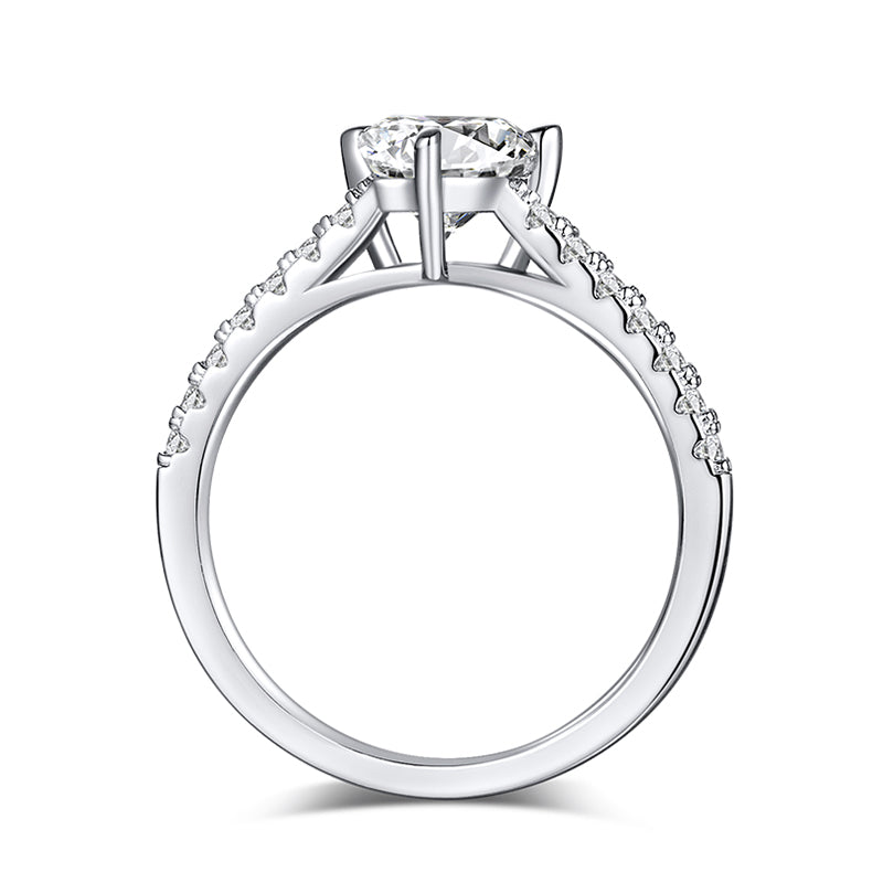 Trillion Cut Moissanite Pave Engagement Ring In Sterling Silver