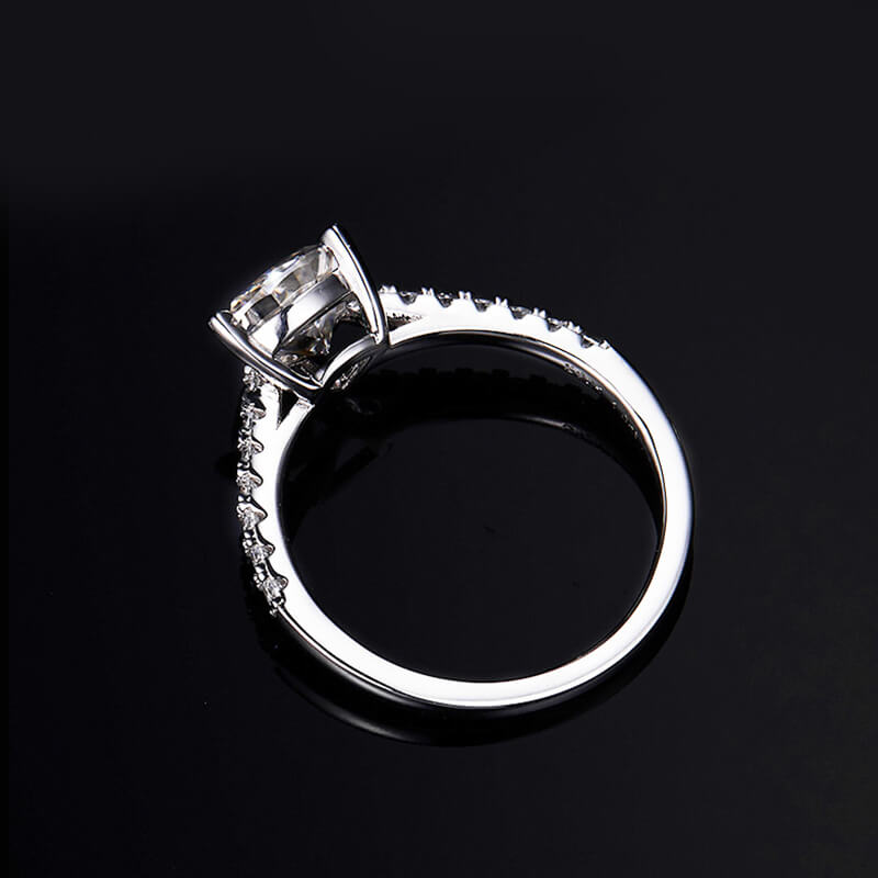 Trillion Cut Moissanite Pave Engagement Ring In Sterling Silver