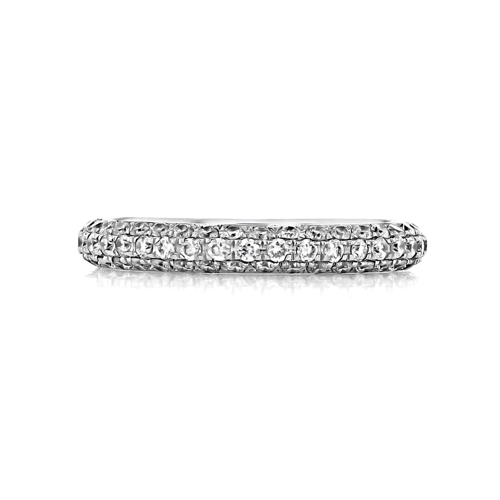 Triple Pave Moissanite Half Eternity Wedding Band Stackable Ring