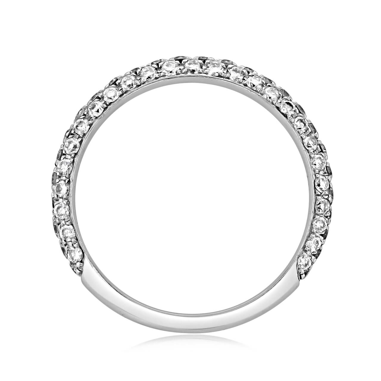 Triple Pave Moissanite Half Eternity Wedding Band Stackable Ring