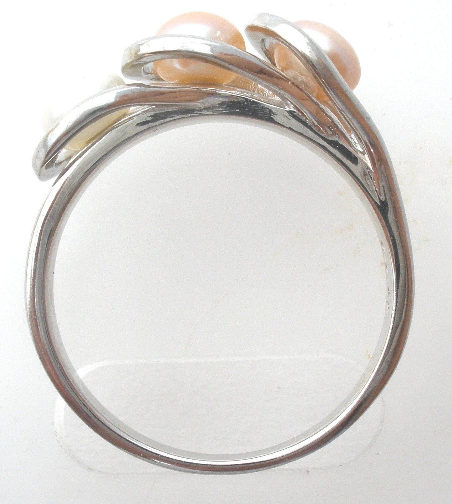 Triple Pearl Sterling Silver Ring Size 10 OP