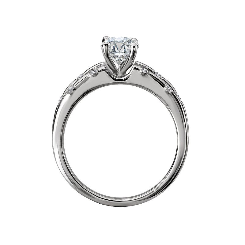 Triple Row Bamboo Round Moissanite Engagement Ring