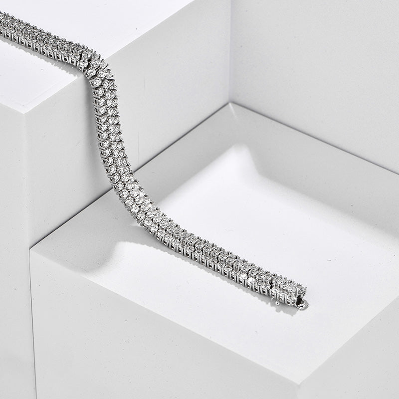 Triple Row Moissanite Tennis Bracelet In Sterling Silver