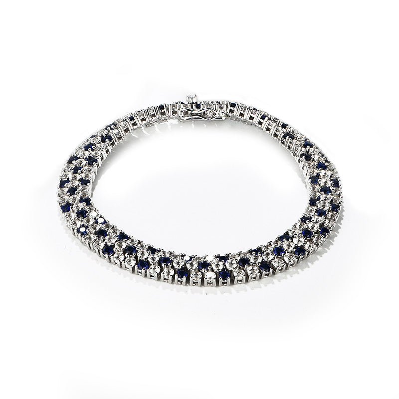 Triple Row Moissanite Tennis Bracelet In Sterling Silver