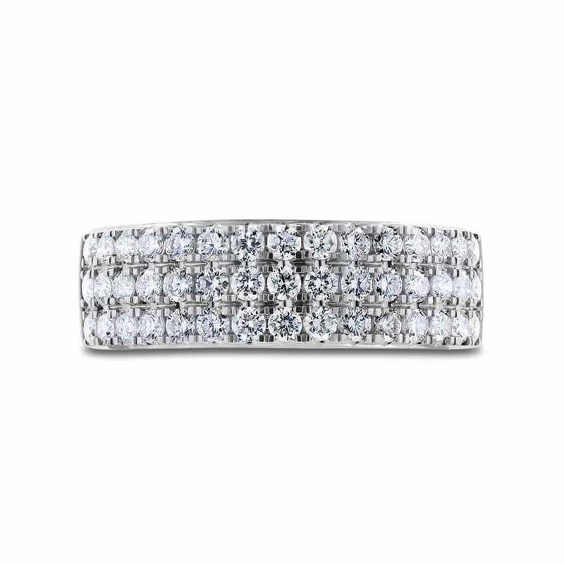 Triple Row Pavé Moissanite Eternity Wedding Band