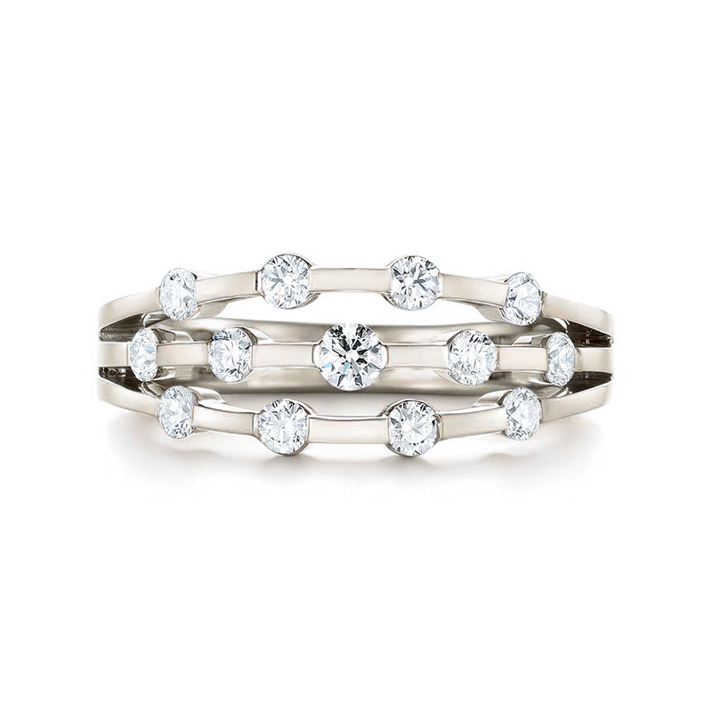 Triple Strand Band Tension Set Moissanite Wedding Band Ring