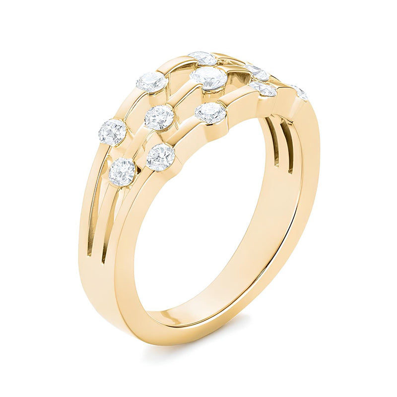Triple Strand Band Tension Set Moissanite Wedding Band Ring