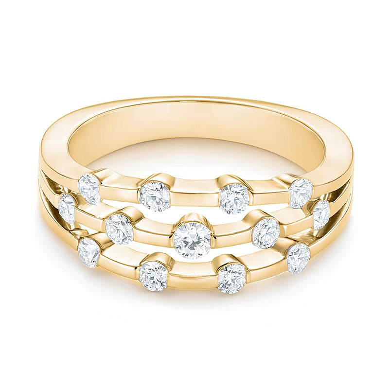 Triple Strand Band Tension Set Moissanite Wedding Band Ring