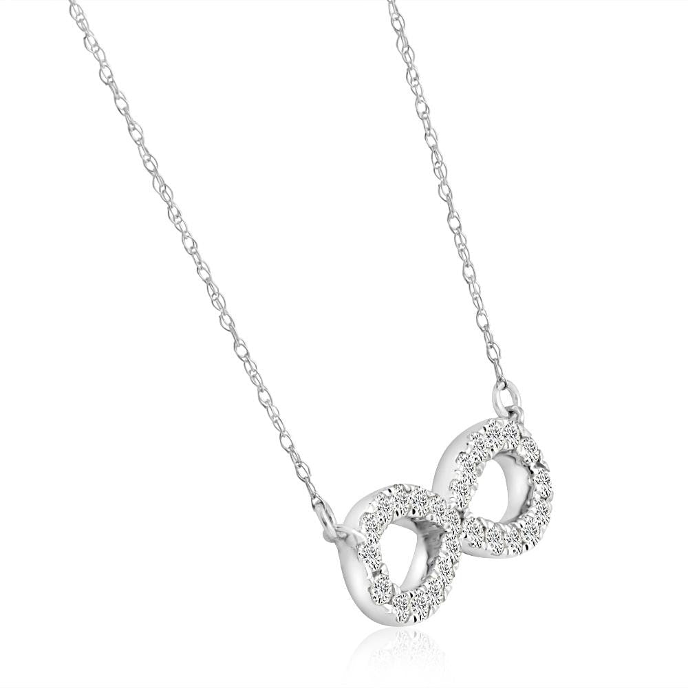 5/8Ct Diamond Infinity Pendant White or Yellow Gold Necklace 3/4" Wide