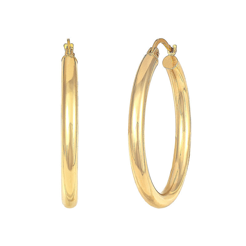 Tube Classic Polished Hoop Earrings