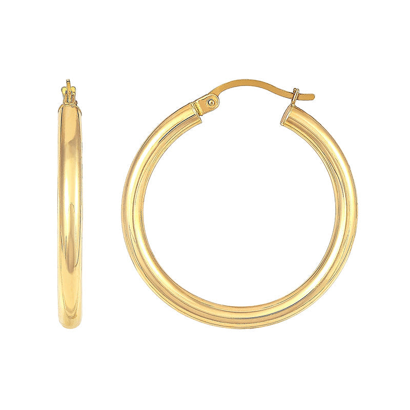 Tube Classic Polished Hoop Earrings
